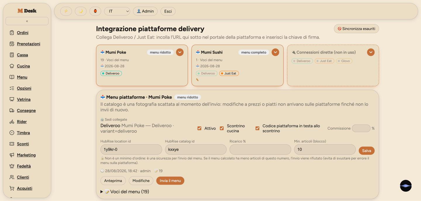 Cataloghi Deliveroo e Just Eat inviati da un’unica pagina